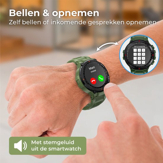 Nuvance - Montre intelligente pour l'extérieur - IP67 Waterproof - Bluetooth Smartwatch pour femmes et hommes - Smartwatches - Montre de sport avec podomètre, compteur de calories, somnomètre - Convient à tous les smartphones - Vert
