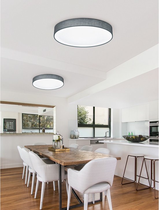 TRIO LUGANO - Plafonnier - Gris - incl. 1x SMD 42 W - Télécommande - Variateur intégré - Couleur de lumière réglable en continu - Veilleuse - Fixation au plafond - Ne convient pas pour un variateur externe - Fonction mémoire