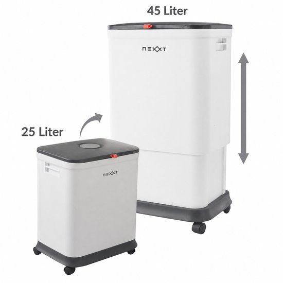Poubelle réglable Nexxt - Poubelle - Bac à ordures - 25 L à 45 L - avec roulettes