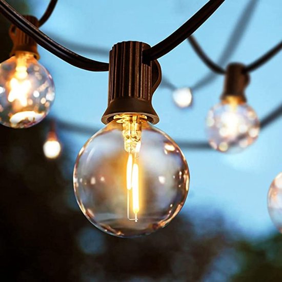 a sunny day Guirlande lumineuse d'extérieur - Guirlande lumineuse - Comprend 25 ampoules XL Led pour l'extérieur - 7,5 mètres - Cordon à piquer - Guirlande lumineuse d'intérieur - Guirlande lumineuse de jardin - Lumière blanc chaud