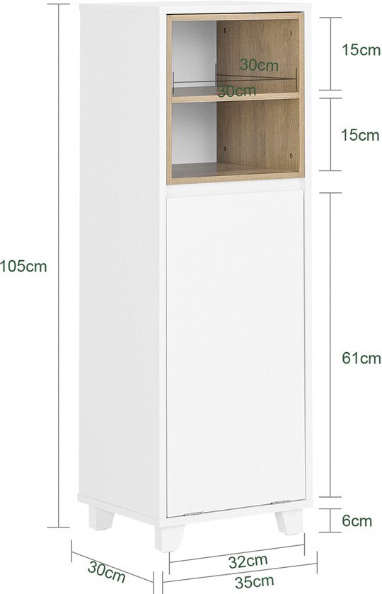 SoBuy BZR146-W Meuble de salle de bain - Bois composite blanc avec panier de lavage