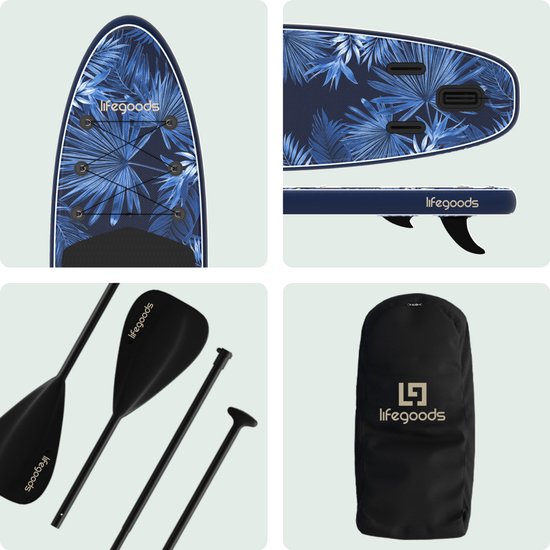 LifeGoods PaddlePro SUP Board - avec siège - Planche à pagaie gonflable - Ensemble complet - Max. 150KG - 320x81cm - Tropical Blue