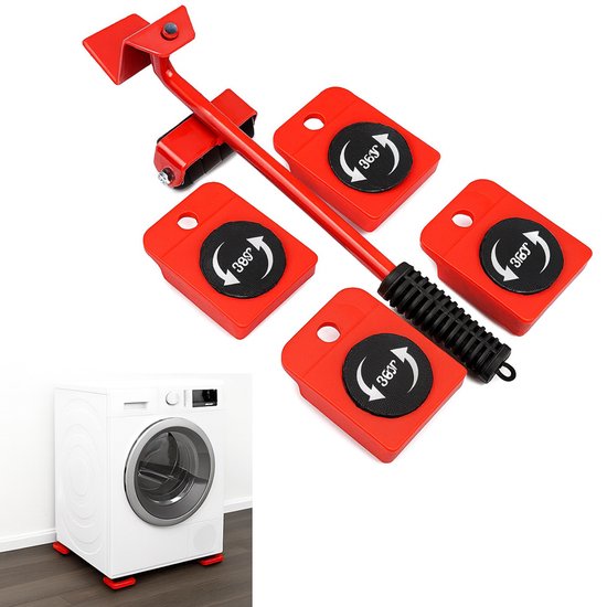 Ceruzo Transpalette - 5 pièces - Aide au déménagement et au levage - Capacité de charge 150 kg - 360° - Rouleaux pour meubles