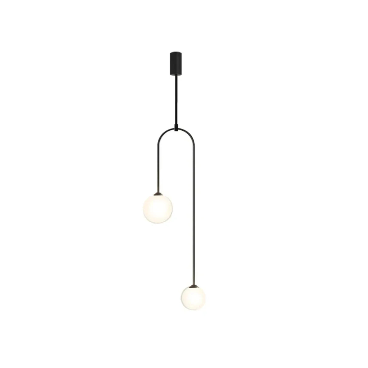 Suspension moderne Homary, noire avec boule en verre - 2 lumières, en forme de U
