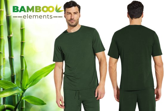 T-shirt en bambou pour homme - Vert - Coupe régulière - T-shirt décontracté pour homme - Bambou - Col rond