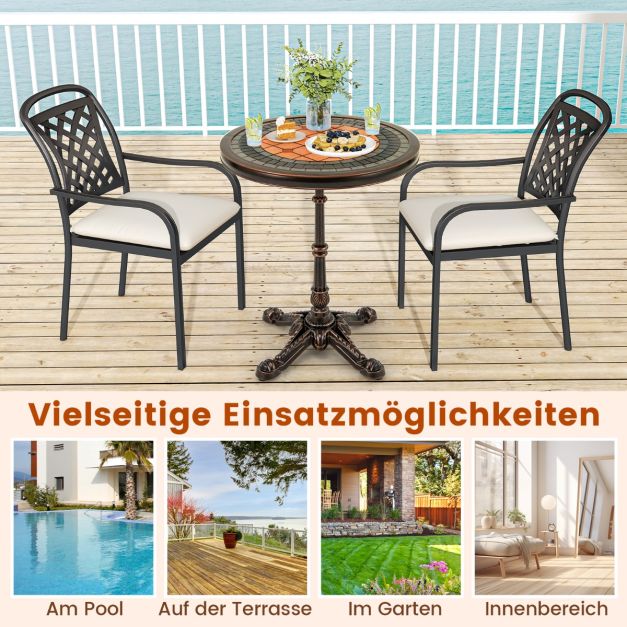 Coast Round Bistro Table - Table de jardin en fonte d'aluminium Ø60.5 x 73 cm - Bronze