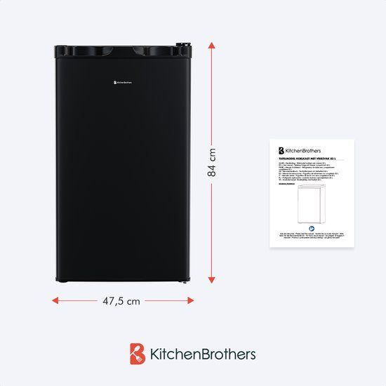 KitchenBrothers Réfrigérateur - 81L - Réfrigérateur de table avec congélateur - Glacière - Frigo - Pose libre - Noir