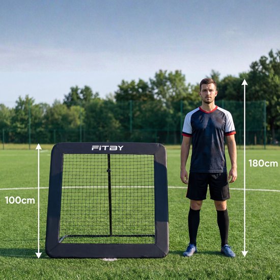 Rebondisseur de football Fitby - Rebondisseur - Rebondisseur Trampoline - Bouncer - Kickback - 100x100CM - Noir