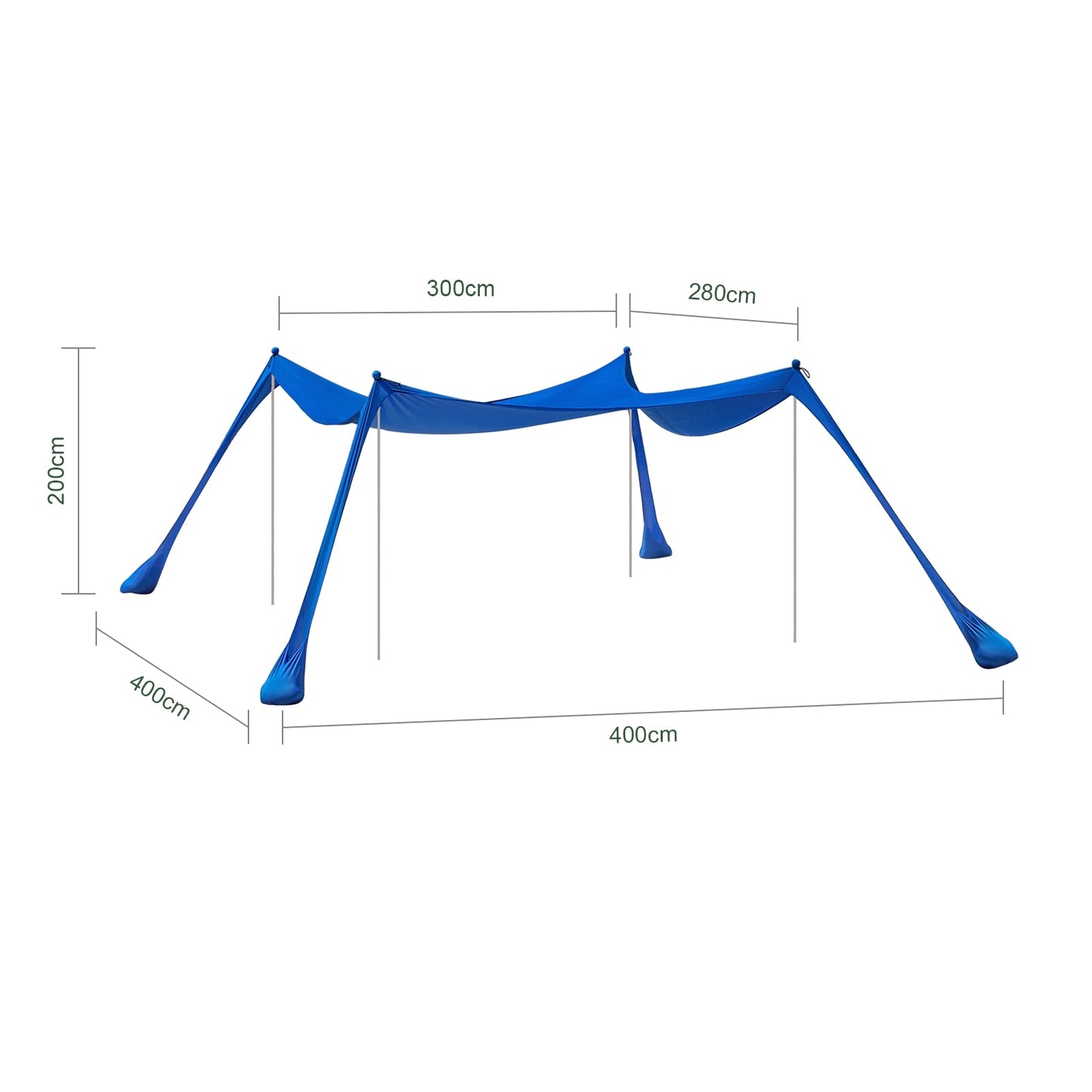 SoBuy OZT02-DB Tente de plage 400x400x200 cm - Bleu roi - Lycra Polyester - UPF 30 - Tente de plage portable avec sac de transport