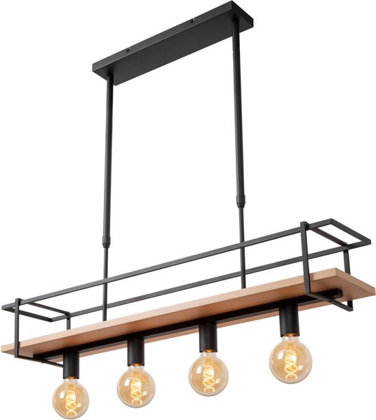 Lucide MILONGA - Suspension - 4xE27 - Noir - Japandi