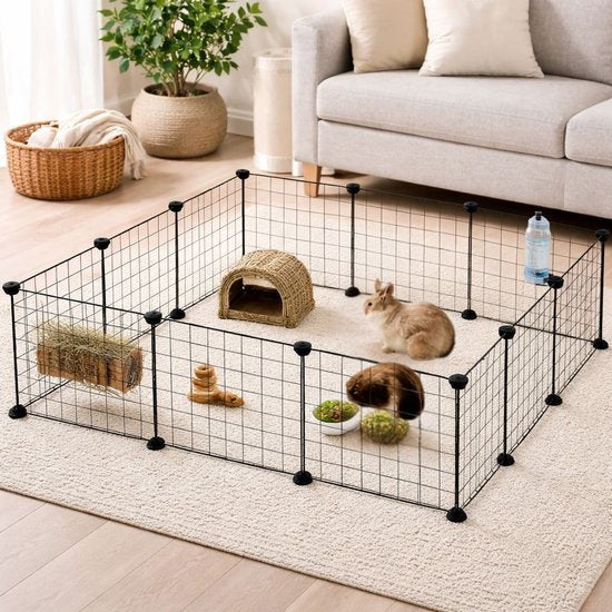 Enclos pour animaux Ceruzo 105 cm – Enclos pour chiots – Modulaire – Pour lapins et cochons d'Inde