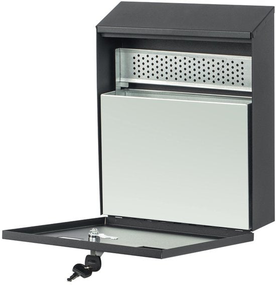 Cendrier mural Ceruzo noir – Grand format – Avec serrure – Cendrier d'extérieur – 32 x 26 x 8,5 cm