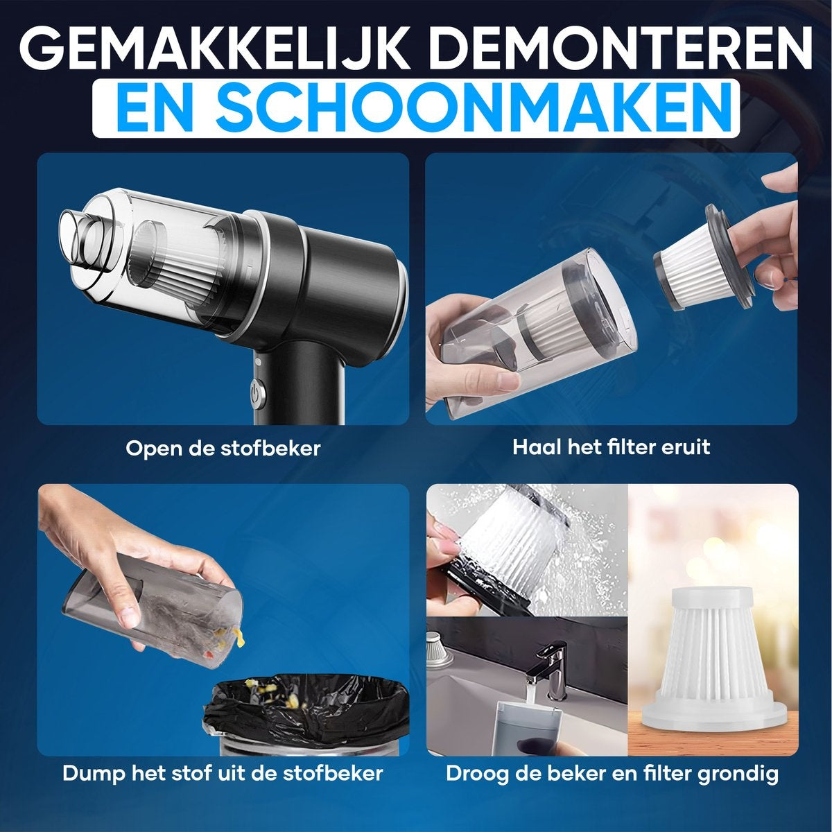 MATTI® - Aspirateur de voiture - Aspirateur à main - Mini aspirateur - Aspirateur de voiture - Fonction soufflage incluse