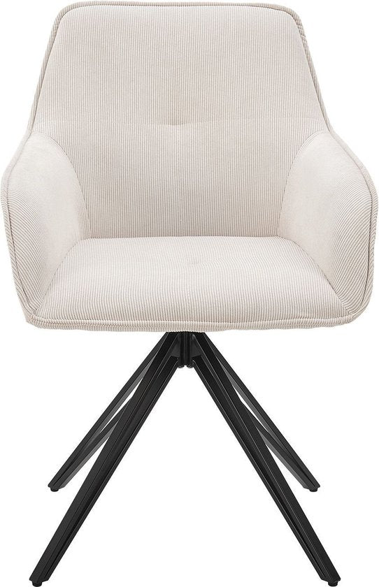Chaise de salle à manger / Chaise pivotante / Chaise baquet Clyde - Corduroy Beige - Base en métal
