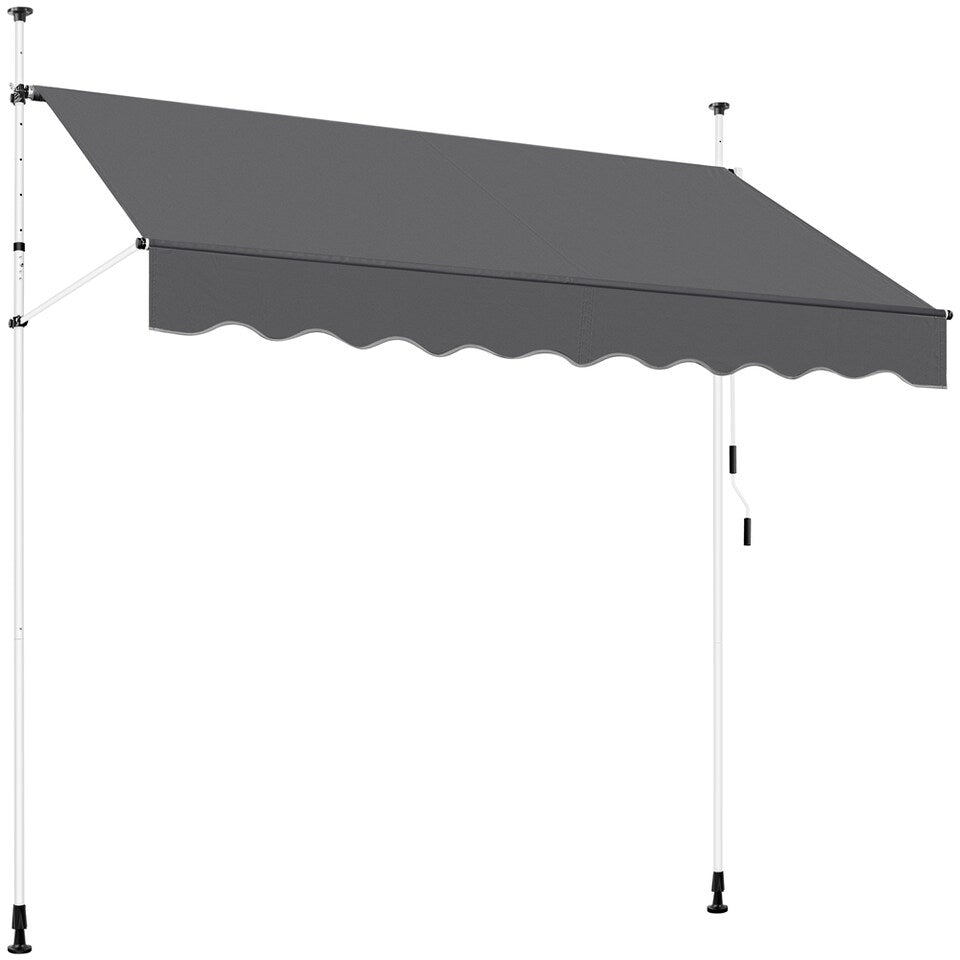 Yaheetech Clamp Sunshade Dark Grey - Extensible manuellement - 250 x 120 cm - Hauteur 210-300 cm