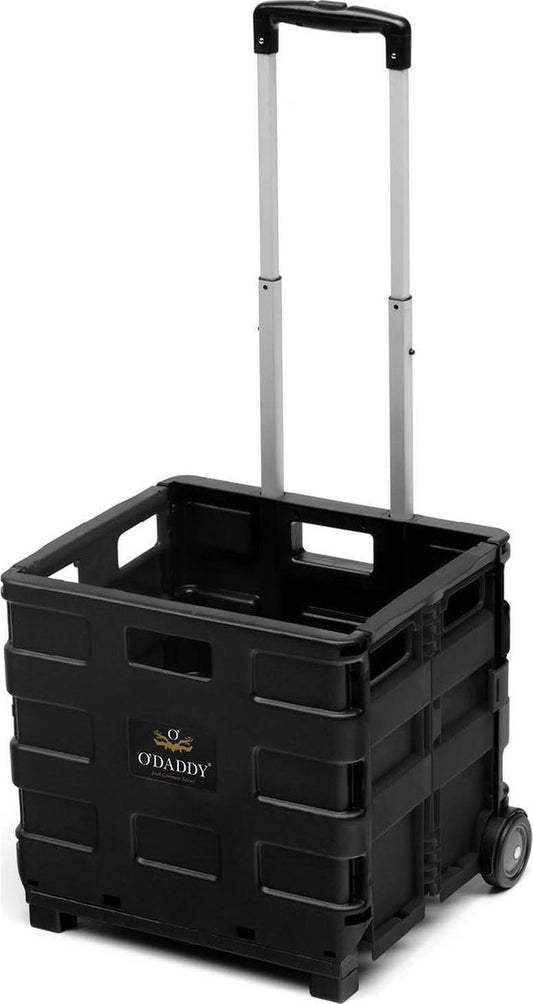 O'DADDY® Chariot à roulettes - XL 50L avec 2 roulettes - caisse à provisions pliable - chariot à roulettes noir - caisse pliable - caisse à provisions