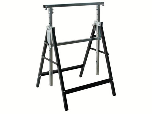 Chevalet de sciage Toolland en métal, pliable – Doté de sept positions de hauteur réglables, d'une surface d'appui antidérapante et d'une poignée – Pour l'atelier et le chantier – Métal noir – 180 kg