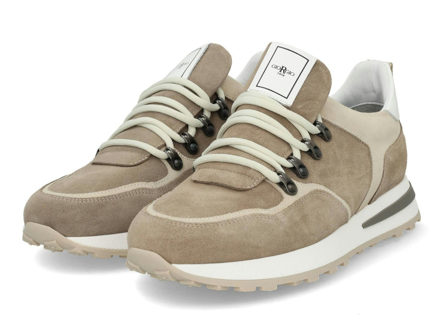 Giorgio Hommes Baskets en daim beige - Modèle 578112 Earth - Hauteur du talon 2,5 cm - Largeur H - Taille 42