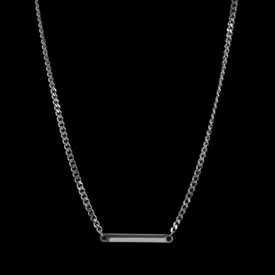 Laura Ferini Ladies Necklace Facile Silver - Chaîne à maillons en argent avec plaque - Plaqué or blanc 18 carats - Collier - Collier - Bijoux - Accessoires - Collier pour dames avec pendentif