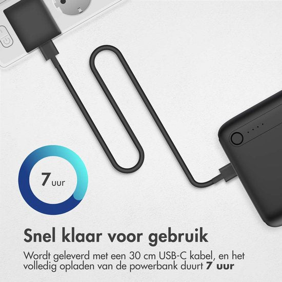 Batterie externe - iMoshion® - 27000 mAh - Chargeur rapide - Convient pour iPhone et Samsung - 18 Watt - USB A, USB C et Micro USB - Noir