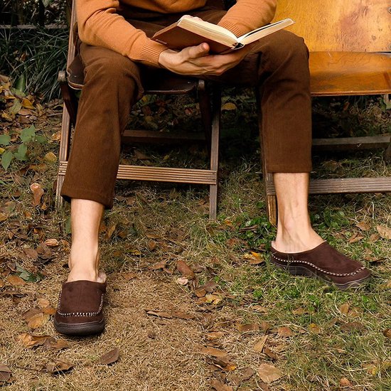 Chaussons Hommes - Chaussons - Mocassins - Tan - Antidérapant - Taille 46/47 - Comfeet