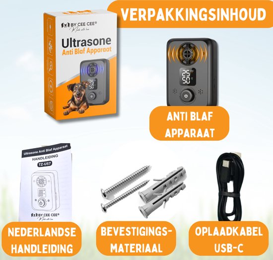 By Cee Cee Anti Bark Device For Dogs 2024 - Alternative au collier anti-aboiement - Ultrasonique et sans choc - Rechargeable - Convient à tous les chiens