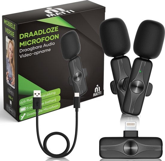 Microphone sans fil - MATTI® - 2 en 1 - Micro sans fil - Microphone iPhone