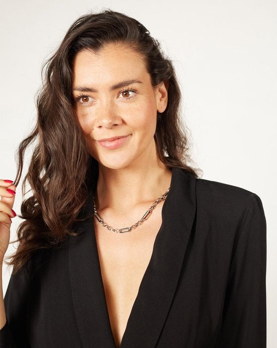 Laura Ferini Ladies Necklace Valentina Silver - Chaîne à maillons en argent - plaquée or blanc 18K - Collier - Collier - Bijoux - Accessoires - Chaîne à maillons pour dames