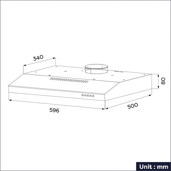 CIARRA CBCB6903 - Hotte encastrable de 60 cm, noire – filtre à charbon inclus - 220 m³