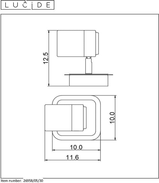 Lucide LENNERT - Spot de plafond (lampe de plafond) pour salle de bains - LED à intensité variable - GU10 - 1x5 W 3000 K - IP44 - Noir