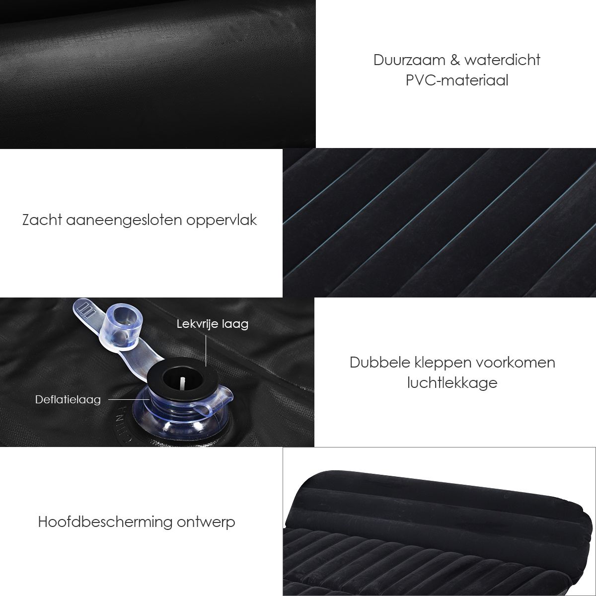 Coast Car Air Mattress - 180×123×12.5 cm - Noir - Matelas gonflable pour siège arrière avec pompe électrique