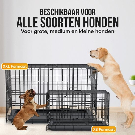 Avalo Banc pour chien XXS - Banc pour chien - Cage pliable - 2 portes - 50x30x35 CM