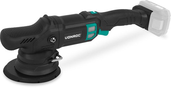VONROC PRO Polisseuse 20V - Ø 150mm - Moteur sans balais - Démarrage progressif - Tampon d'appui inclus - Batterie et chargeur rapide inclus