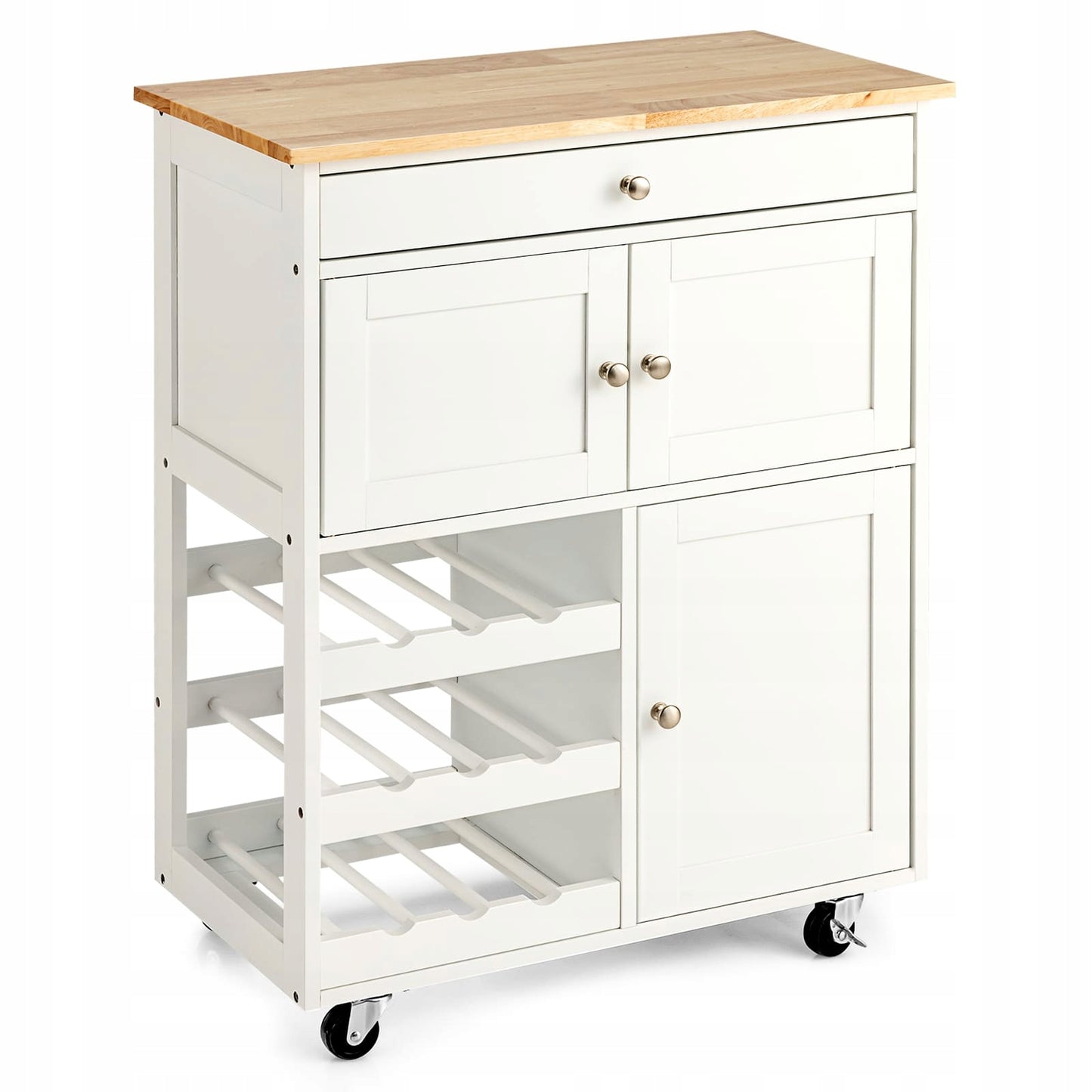 Chariot de cuisine COAST en bois avec 3 planches à vin