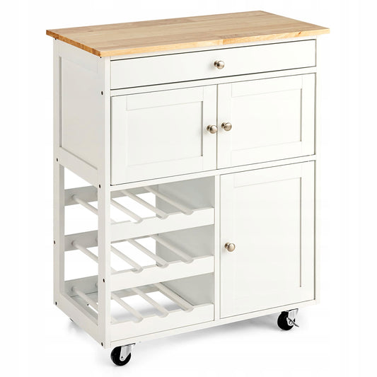 Chariot de cuisine COAST en bois avec 3 planches à vin