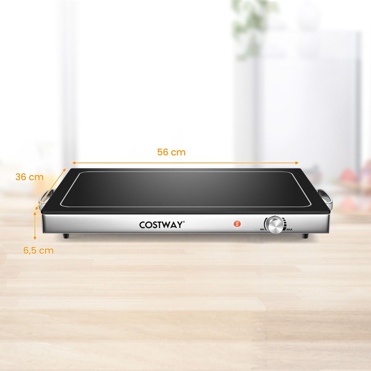 Plaque chauffante électrique Coast pour buffet en acier inoxydable 56 x 36 cm - argent/noir - 300 W