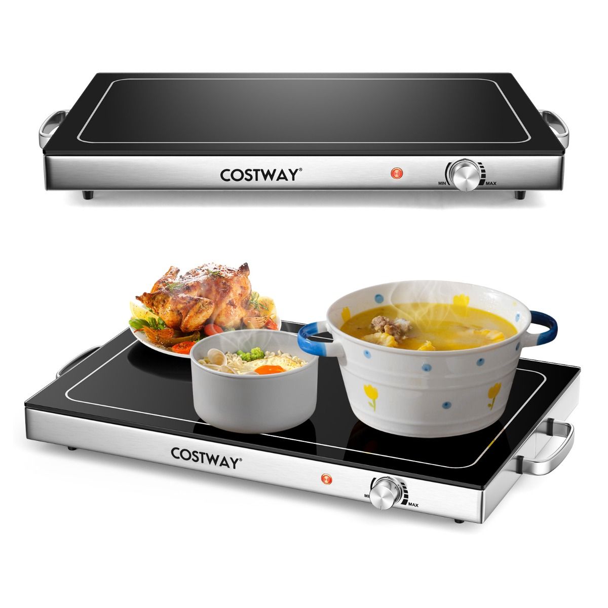 Plaque chauffante électrique Coast pour buffet en acier inoxydable 56 x 36 cm - argent/noir - 300 W