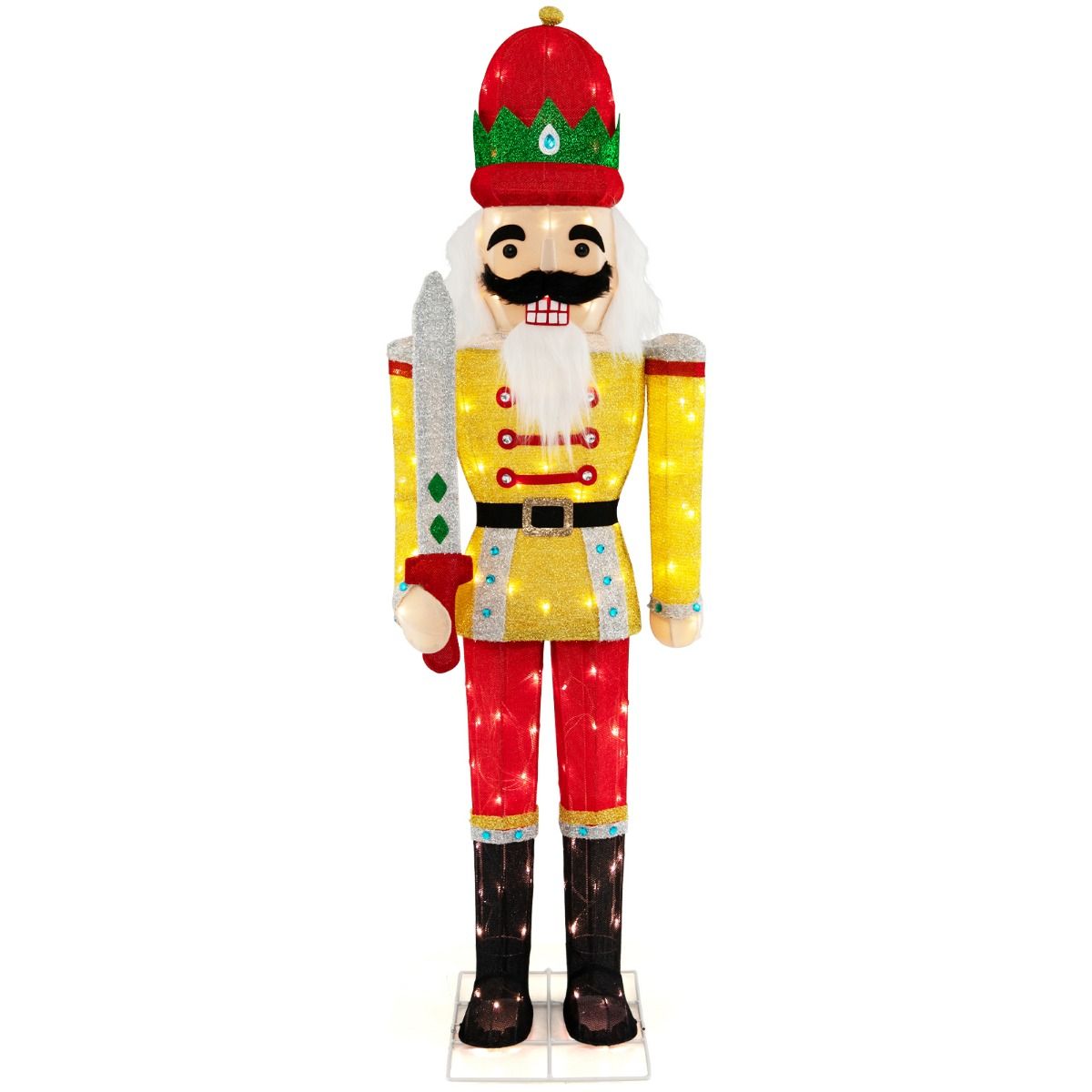 Coast Illuminated Nutcracker Soldier 166 cm - Figurine de Noël grandeur nature avec lumières LED - Jaune/Rouge - 31 x 50 x 166 cm