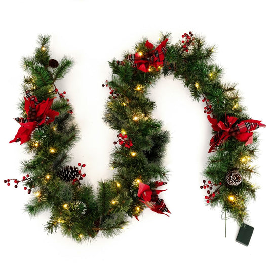 Guirlande de Noël Coast avec lumières 270 cm - Blanc chaud - Vert Rouge - Intérieur et extérieur