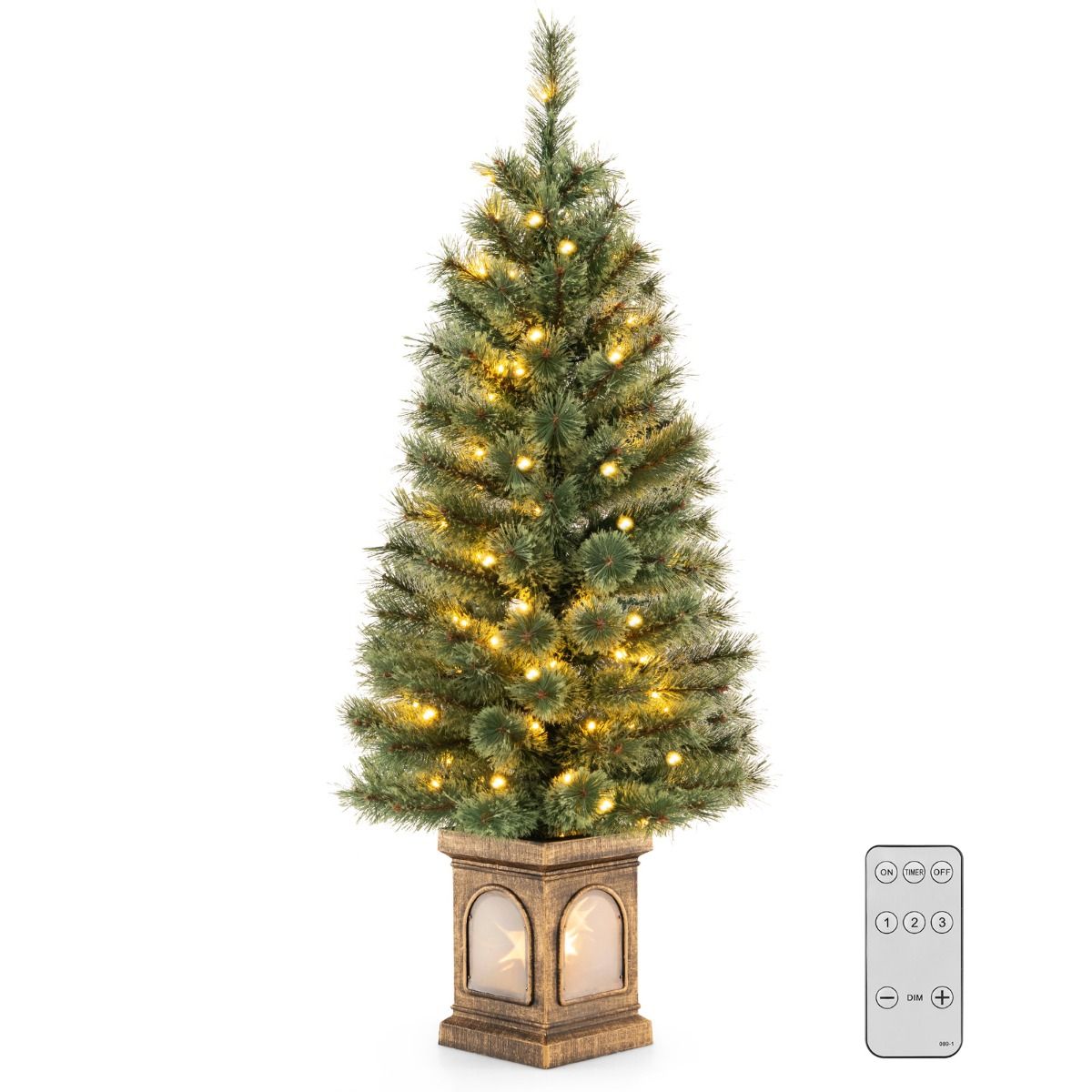 Coast Artificial Christmas Tree 120 cm Green/Gold - 116 branches - 100 LED Lights - Cement Filled Base - Remote Control