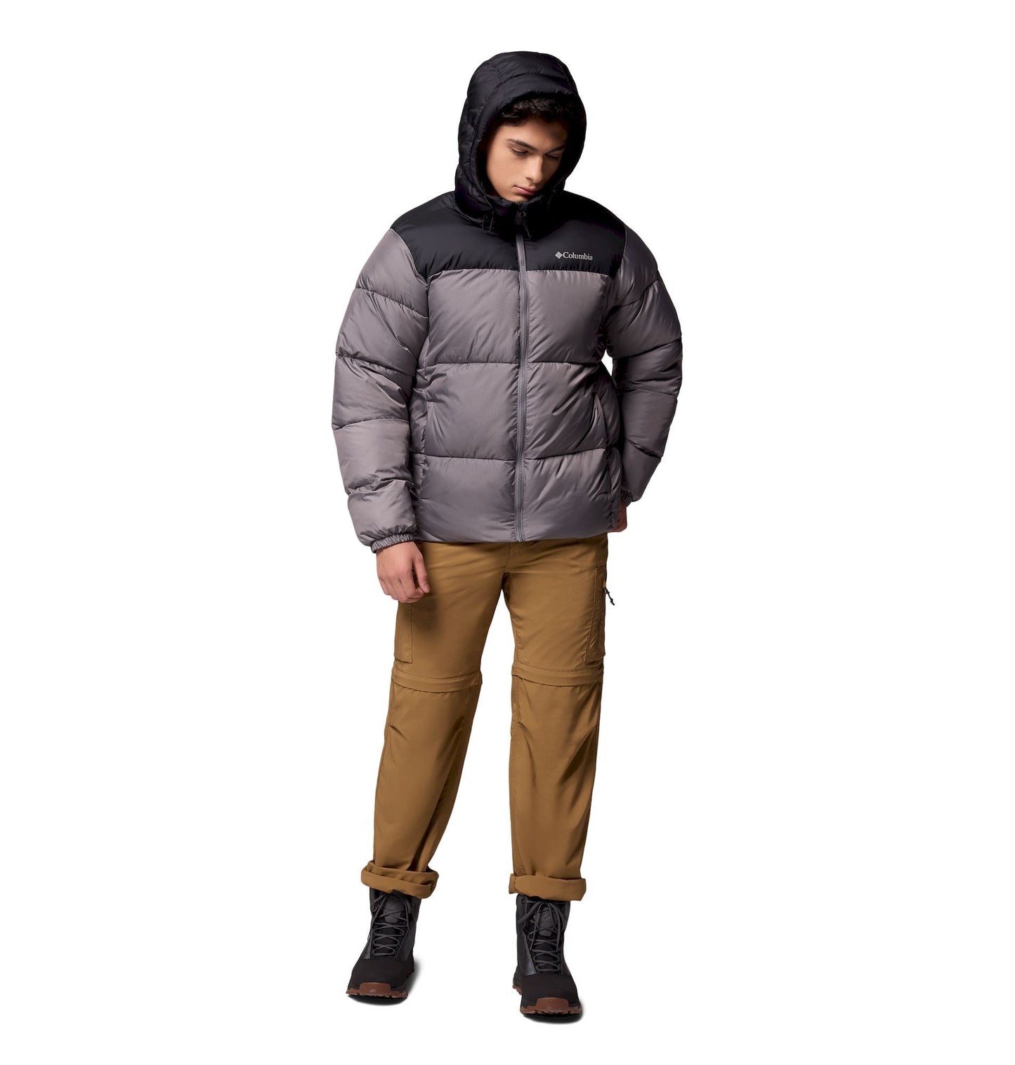 Veste d'hiver Columbia Hommes - Omni-Shield Puffect - Veste à capuche - XXL - Gris foncé