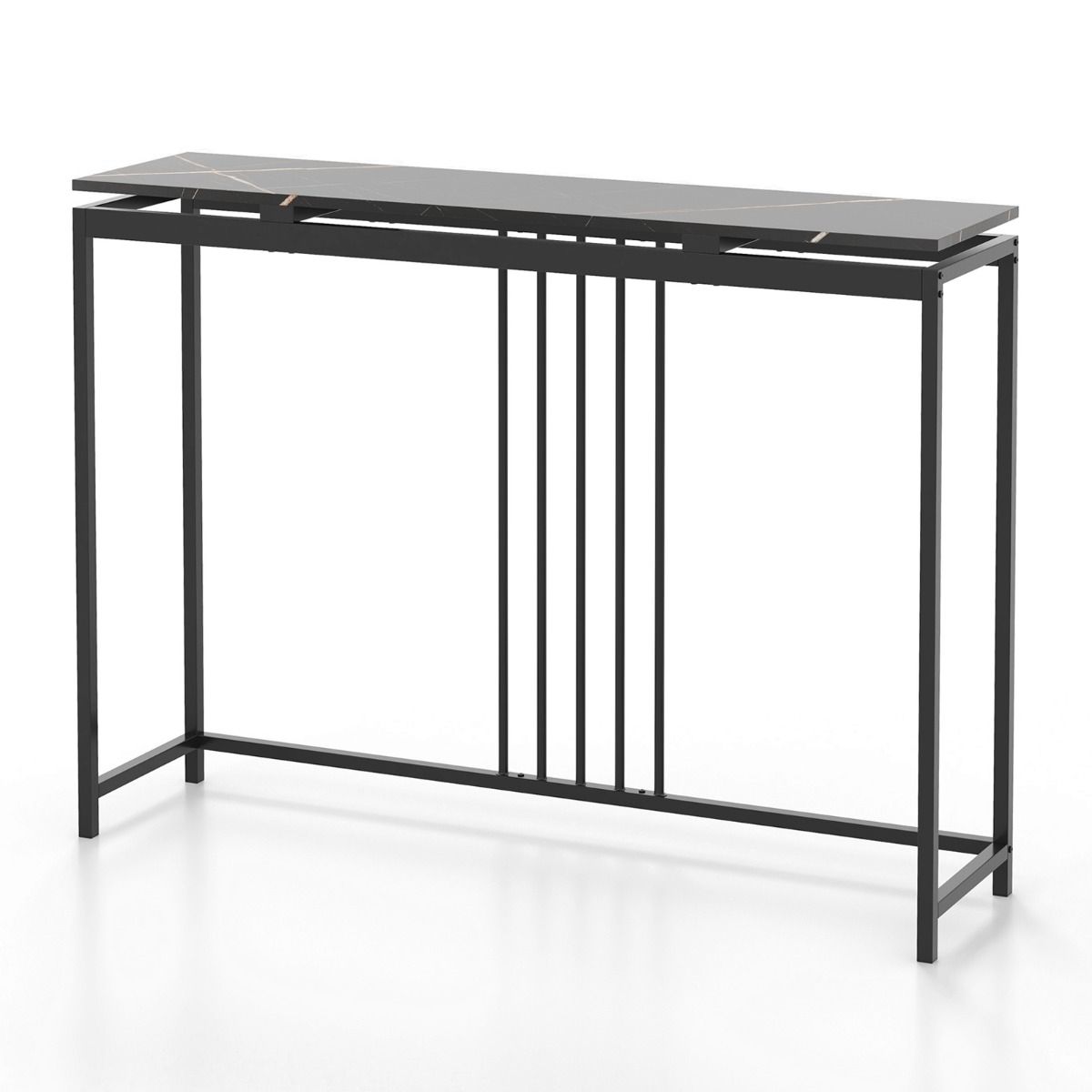 Coast Console Table Marbre Artificiel Noir - 120 x 30 x 90 cm - Table d'entrée étroite avec structure en acier
