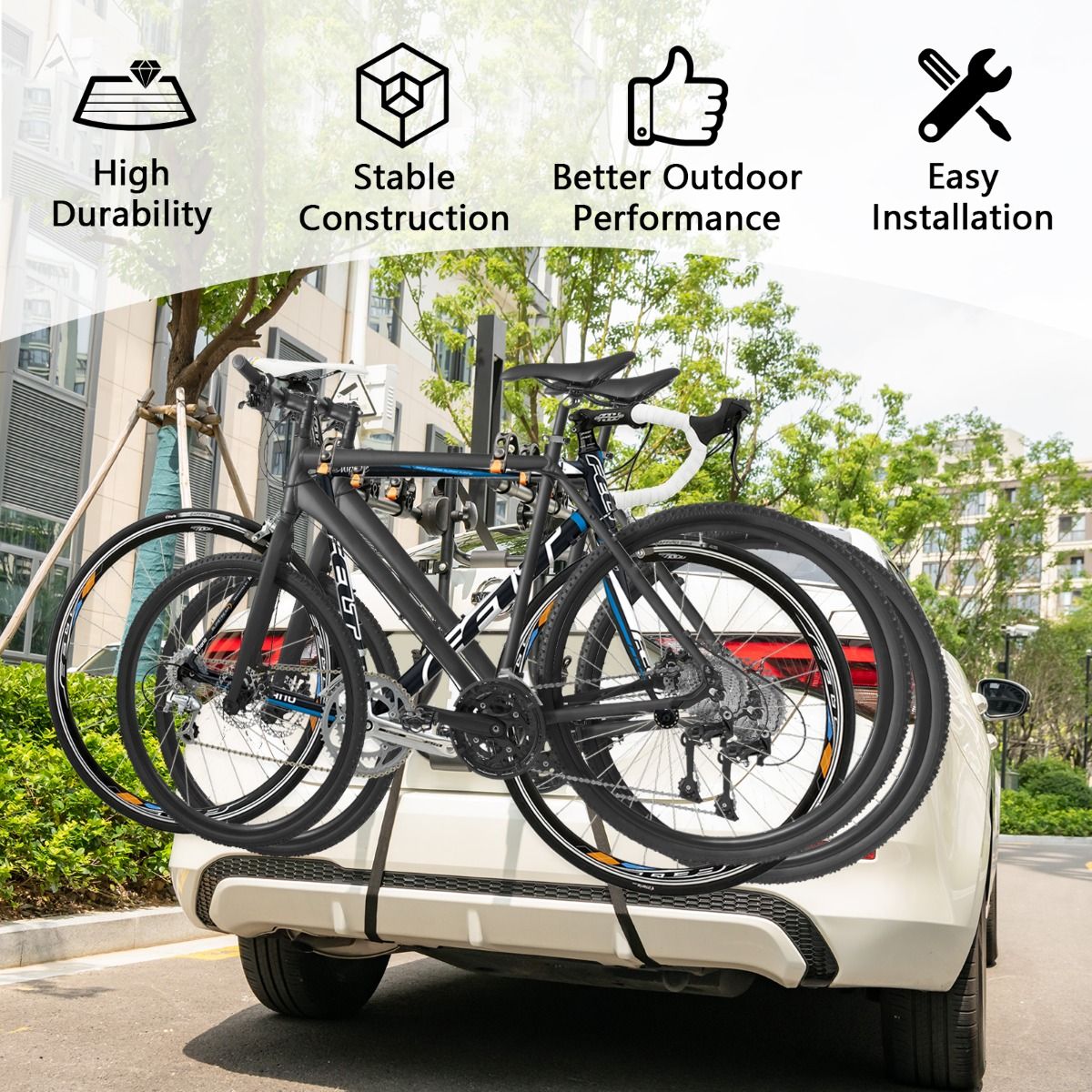 Coast Trunk Bike Carrier for 3 Bikes - Porte-vélos réglable sur le hayon 71 x 33 x 63 cm - Noir - Capacité de charge 45 kg