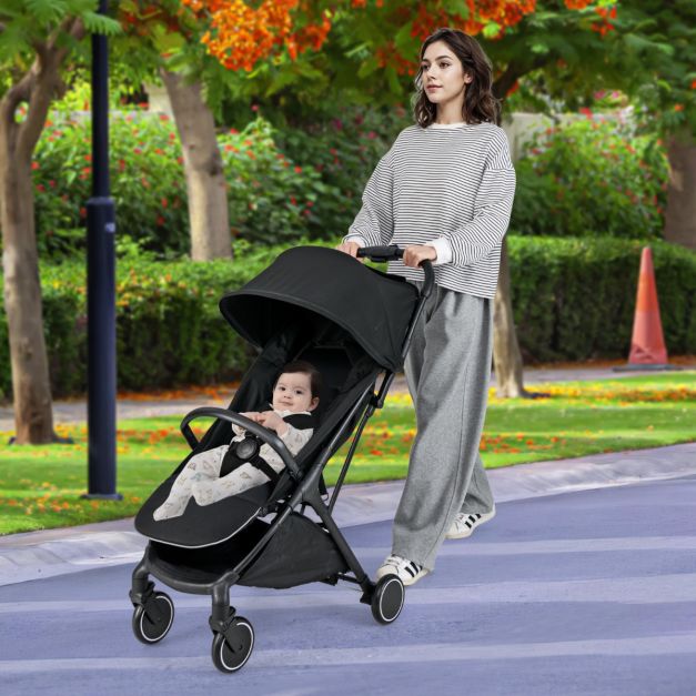 Coast Lightweight Stroller 97x49x103 cm - Black - Compact et pliable d'une seule main - Poussette de voyage pour tout-petits