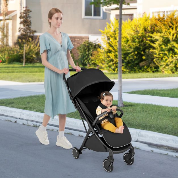 Coast Lightweight Stroller 97x49x103 cm - Black - Compact et pliable d'une seule main - Poussette de voyage pour tout-petits