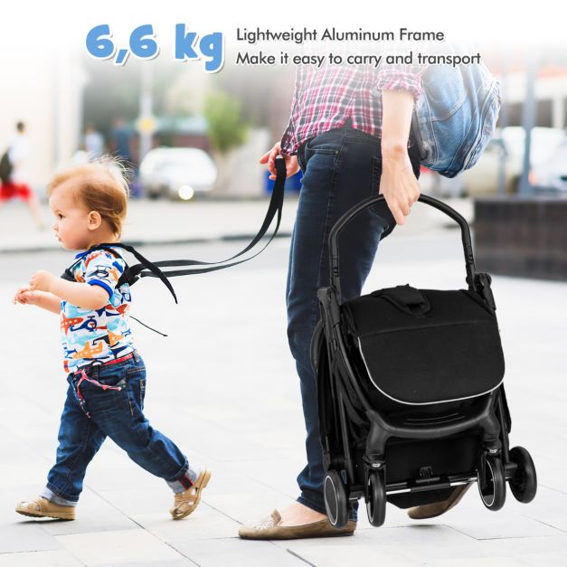Coast Lightweight Stroller 97x49x103 cm - Black - Compact et pliable d'une seule main - Poussette de voyage pour tout-petits