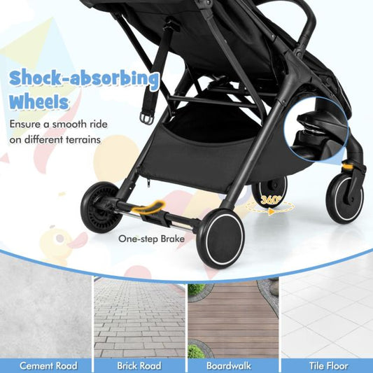 Coast Lightweight Stroller 97x49x103 cm - Black - Compact et pliable d'une seule main - Poussette de voyage pour tout-petits