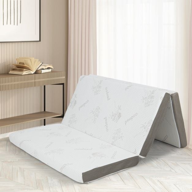 Matelas pliable Coast en mousse à mémoire de forme au gel frais avec housse en bambou et bordures en tissu maillé