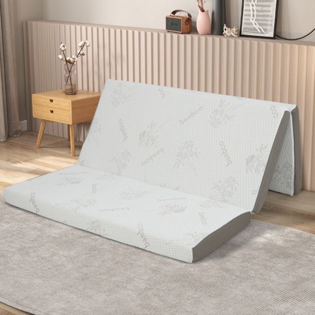 Matelas pliable Coast en mousse à mémoire de forme au gel frais avec housse en bambou et bordures en tissu maillé