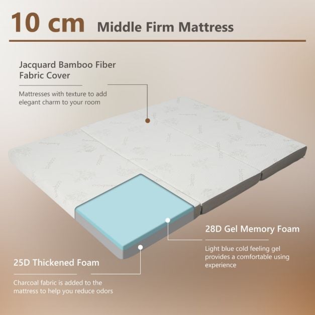Matelas pliable Coast en mousse à mémoire de forme au gel frais avec housse en bambou et bordures en tissu maillé